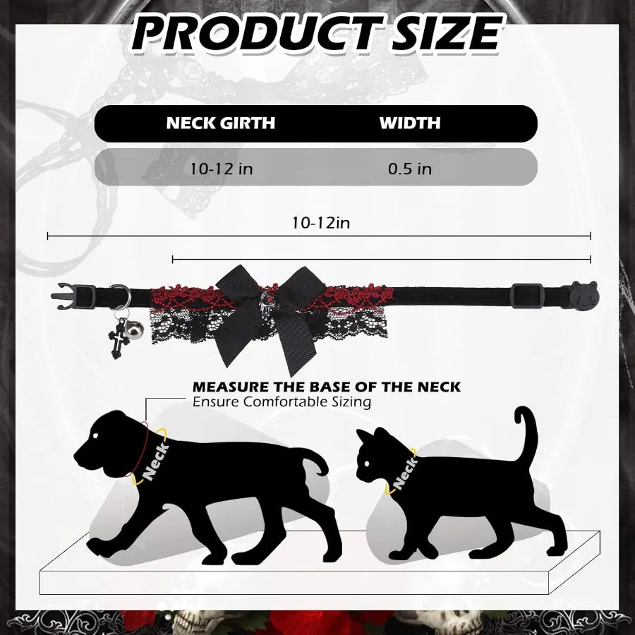 Hign-concerned Halloween Cat Collar Adjustable Velvet Breakaway With Bell Gothic