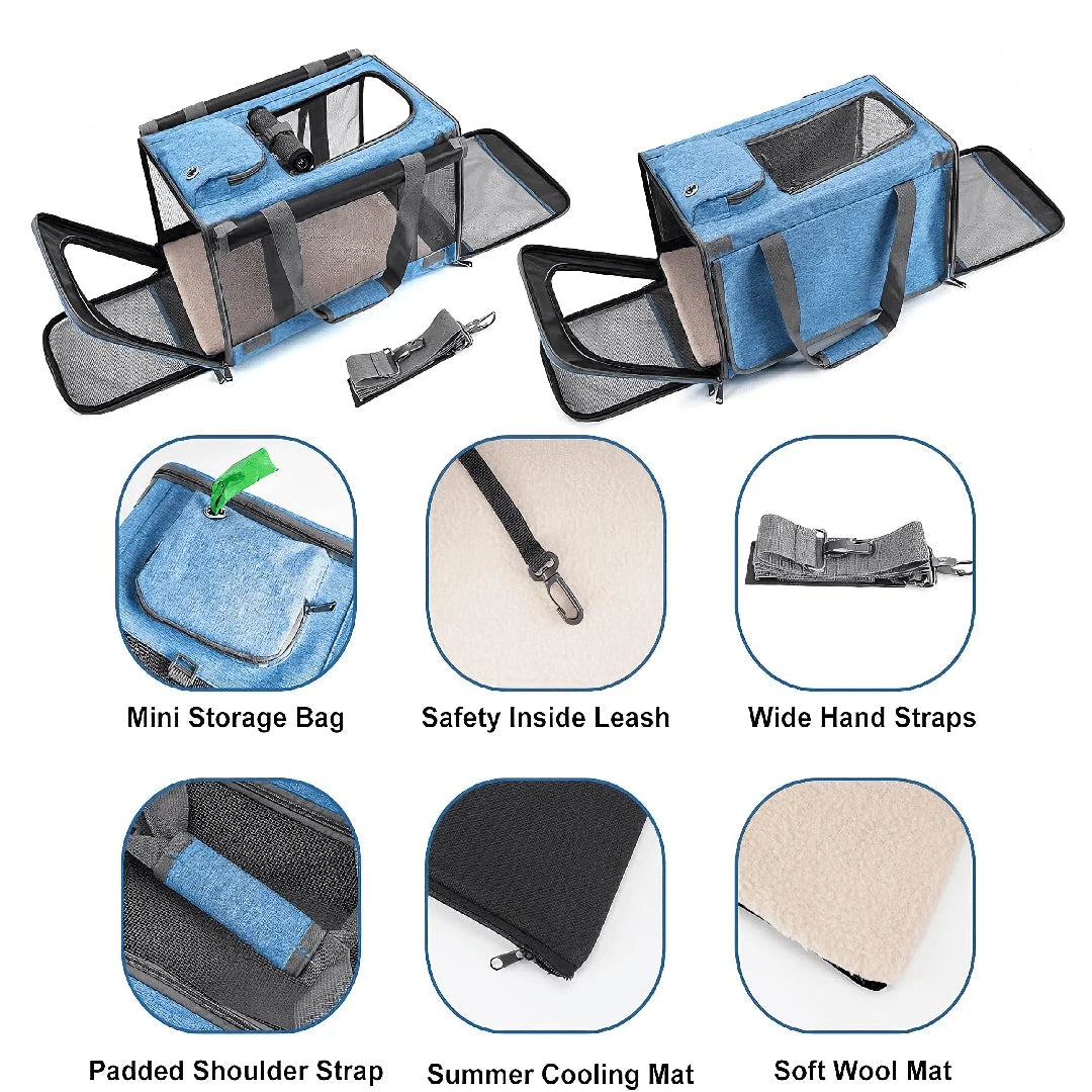 Airline Approved Foldable Pet Travel Cage for Cats and Dogs