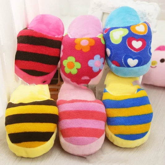 Hign-concerned Interactive Plush Flip Flop Dog Chew Toys Squeaker