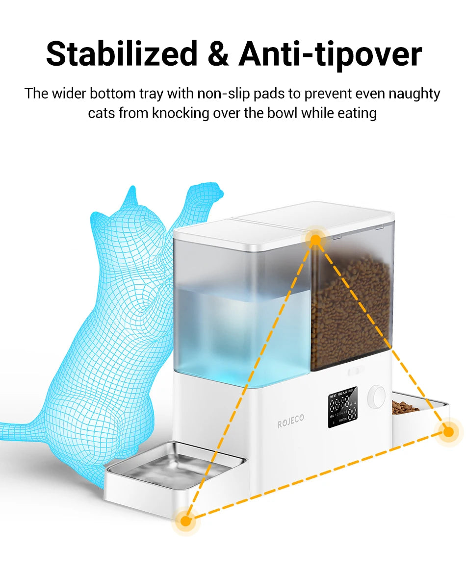 ROJECO 2In1 Automatic Pet Feeder And Water Fountain