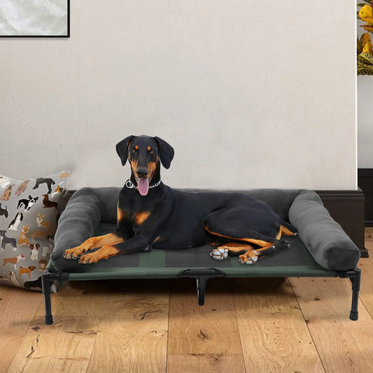 BINGOPAW Elevated Indoor Outdoor Dog Bed With Detachable Plush Bolster