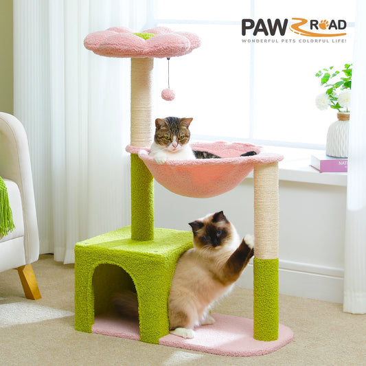 PETEPELACN Flower Cat Tree With Sisal Posts Hammock