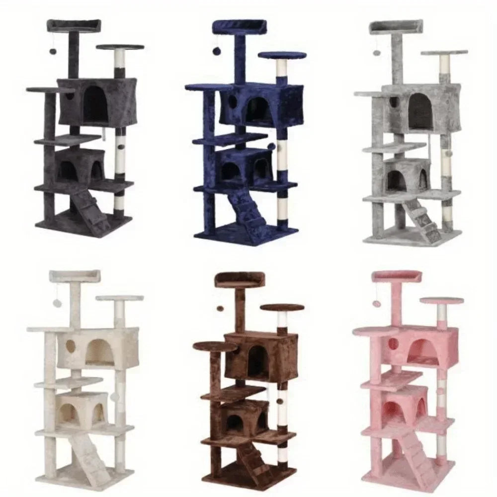 Zhejiang Cat Tree Tower Three Tier Wood Plush Sisal Posts