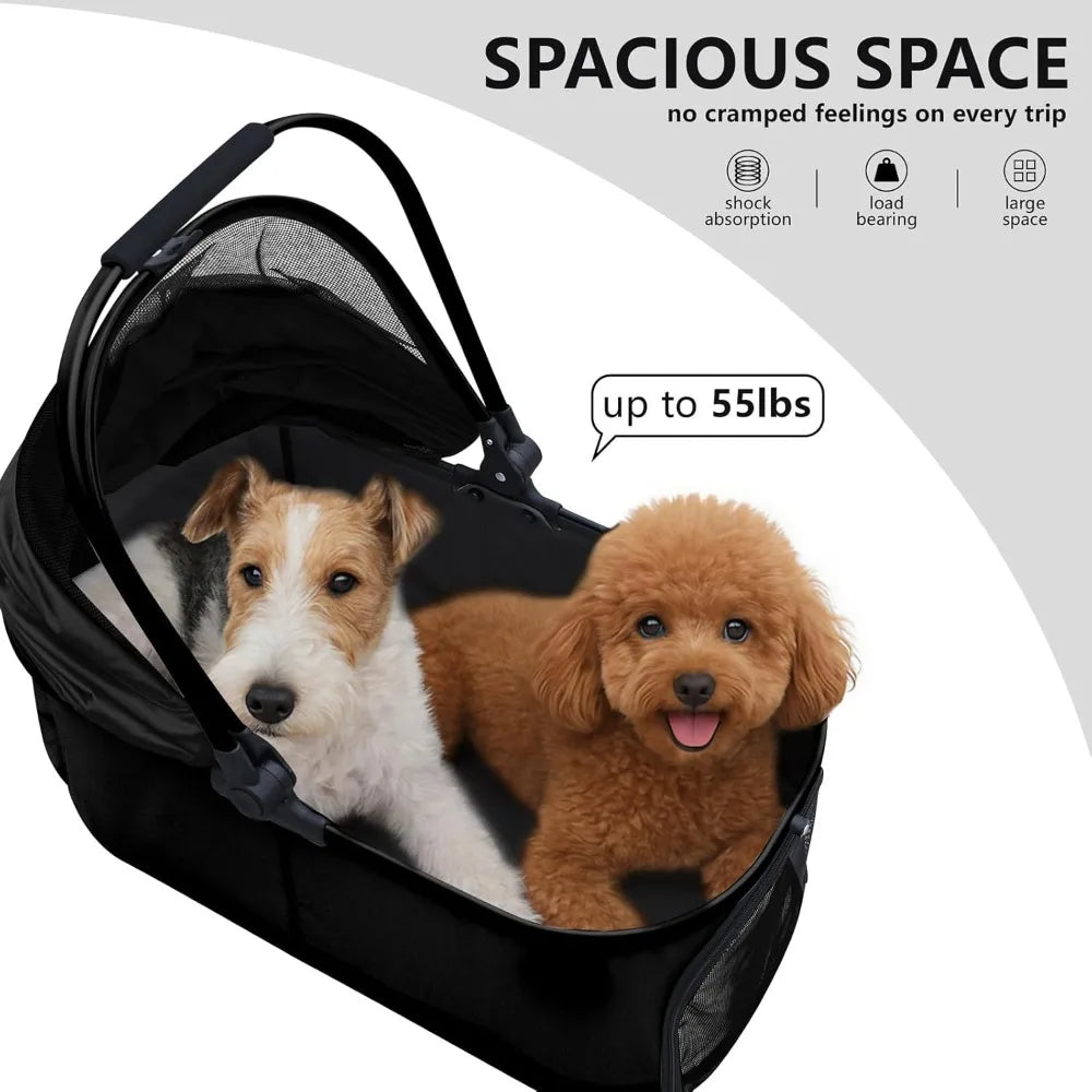 Tificy Pet Stroller Dog Stroller Fits Three Small Pets