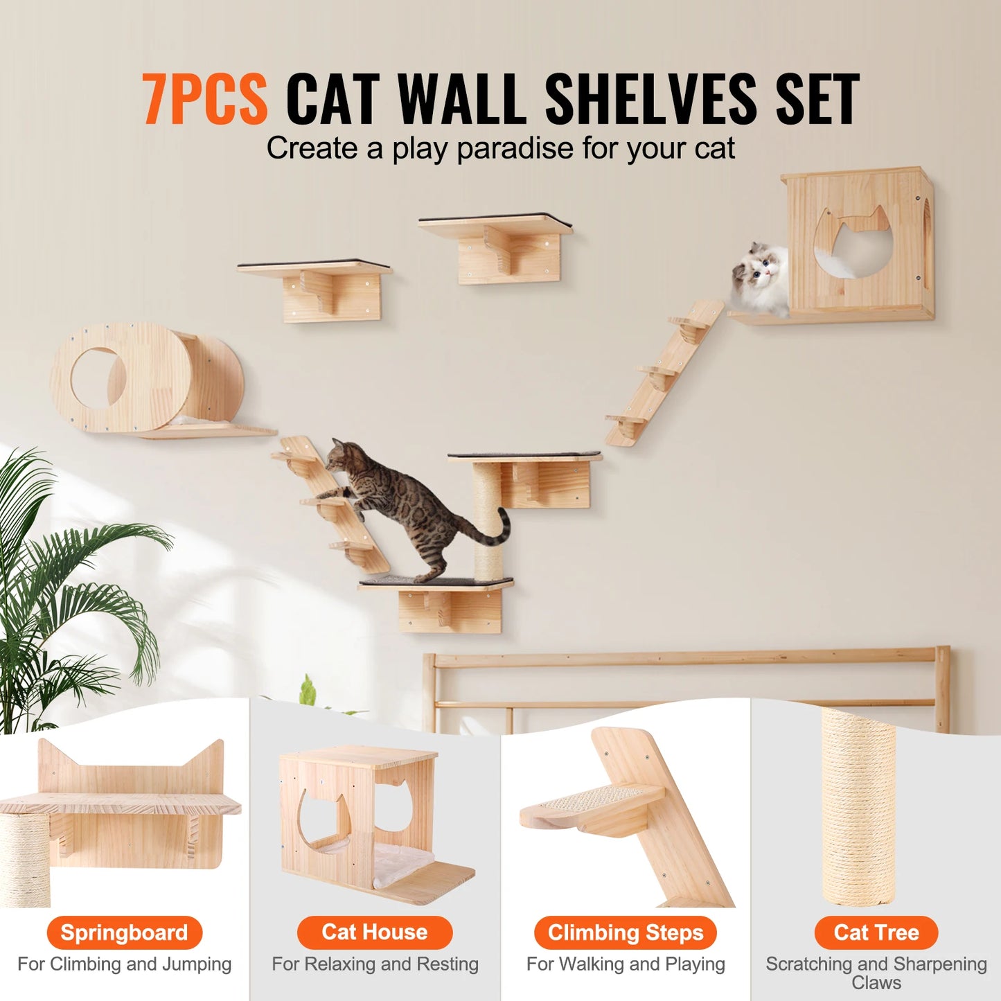 Wall Mounted Cat Shelves And Jumping Perches Cat Tree Furniture