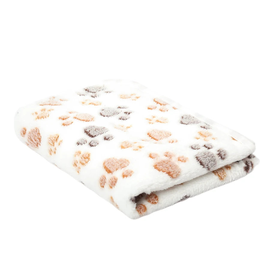 Soft Fluffy Pet Blanket Fleece Paw Print Mat for Dogs