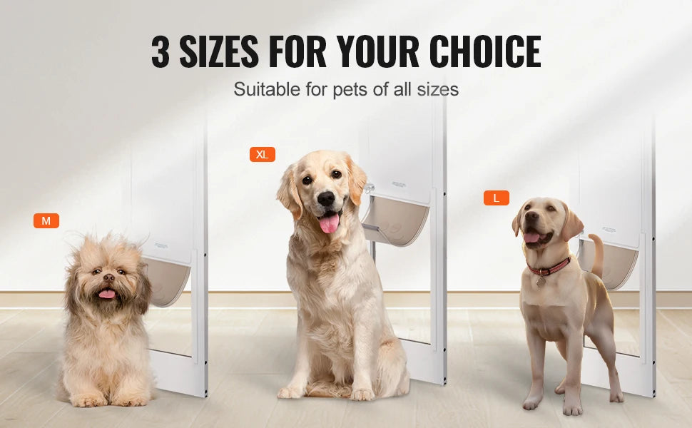 SucceBuy Sliding Glass Dog Door With Adjustable Height Aluminum Frame