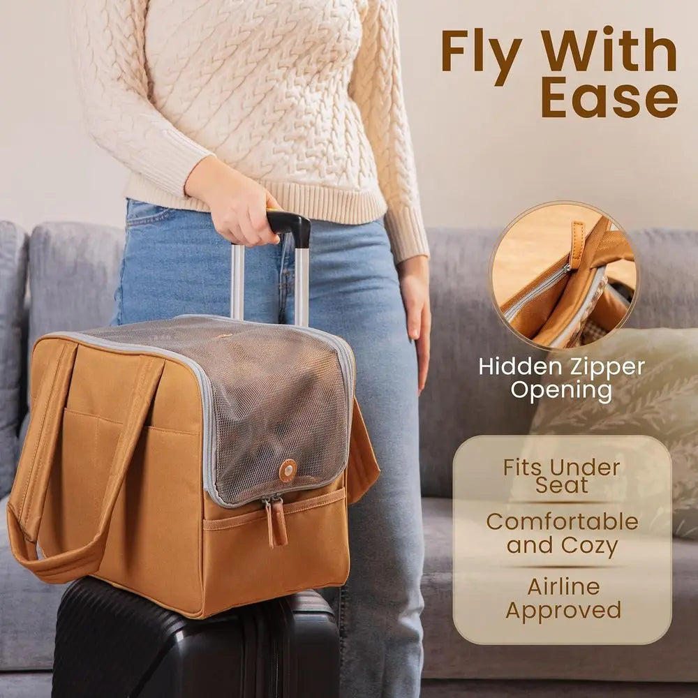 Dog Purse Carrier Cotton Padded Interior Breathable Mesh Comfortable Strap