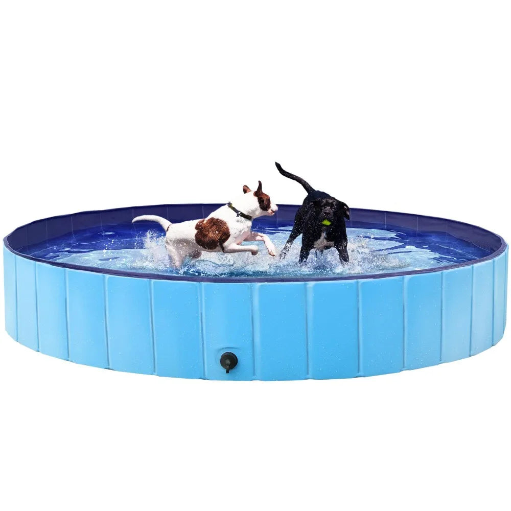 Large Foldable Dog Pool Collapsible Plastic Pet Bath Tub Scratch Resistant
