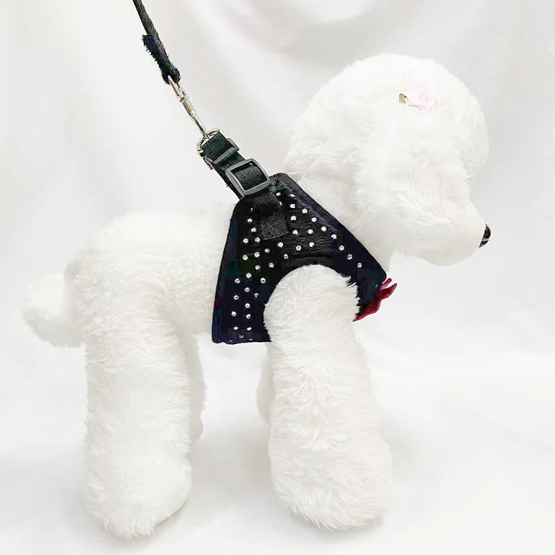 NONECN Diamond Decoration Soft Breathable Dog Chest Harness Vest